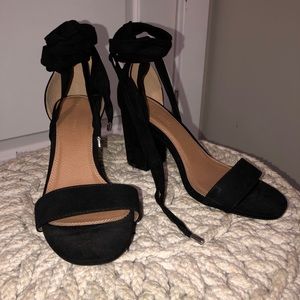 asos design wide fit howling tie leg block heeled sandals